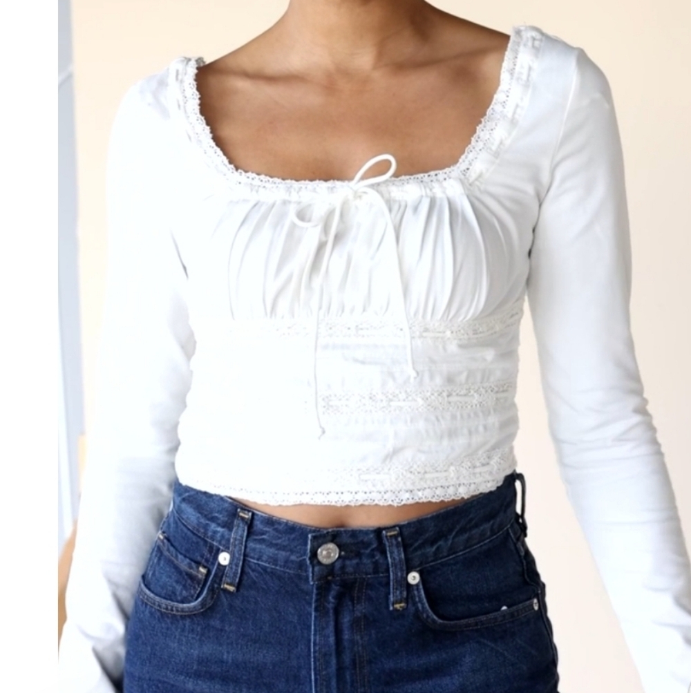 FREE PEOPLE Smocked White Top - Picture 4 of 10